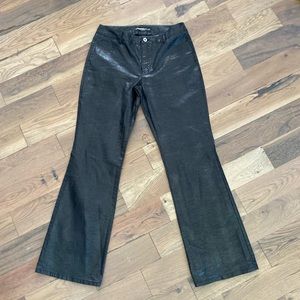 Express Womans Faux Snakeskin Black Flare Pants Size 5/6